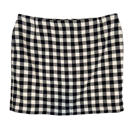 Talbots Gingham Mini Skirt Women's 16W Black White Wool Classic Lined Old Money - Picture 2 of 6